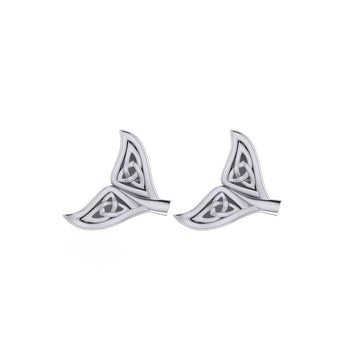 Celtic Whale Tail Silver Post Earrings TER1749 - Jewelry